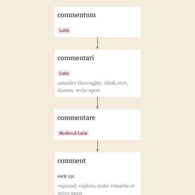 Origin and meaning of comment