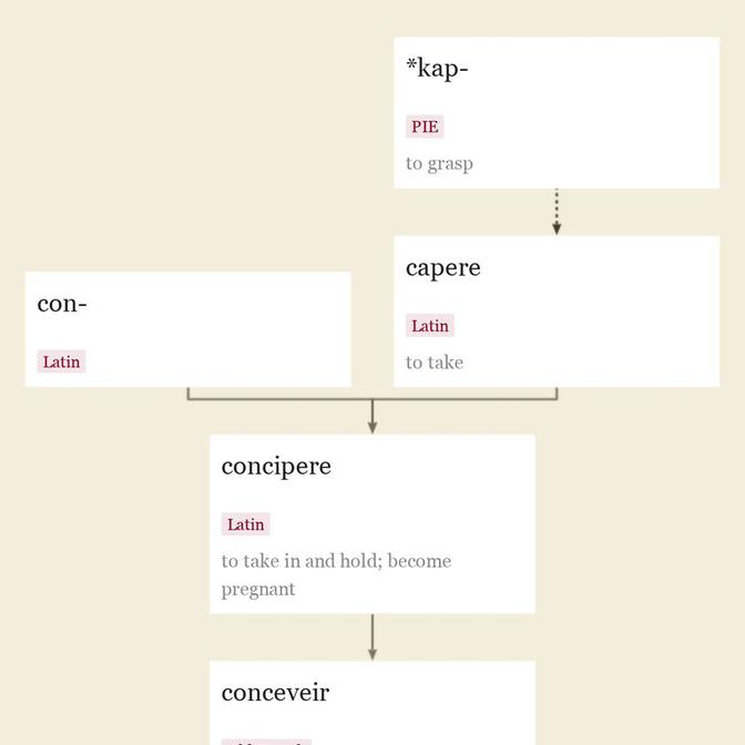 Origin and meaning of conceive