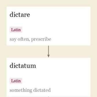 Origin and meaning of dictate