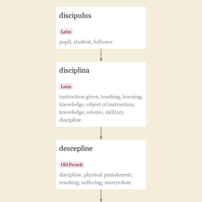 Origin and meaning of discipline