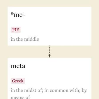 Origin and meaning of meta-