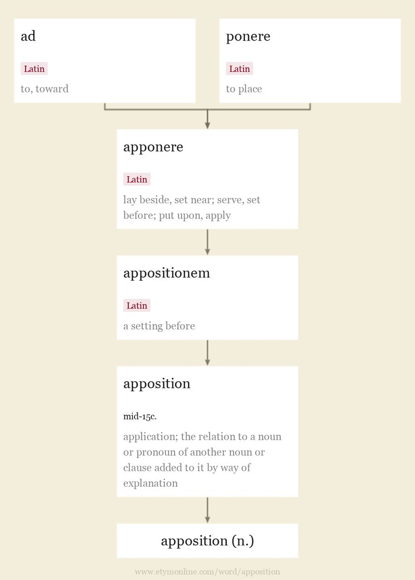 Origin and meaning of apposition