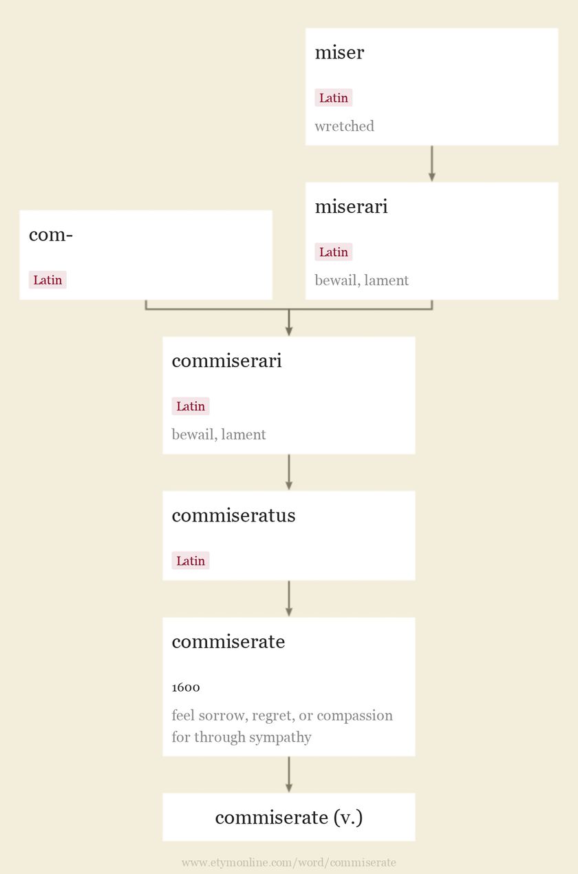 Origin and meaning of commiserate