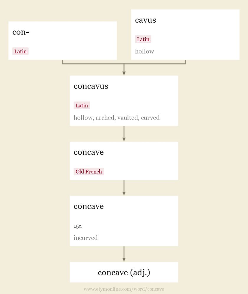 Origin and meaning of concave