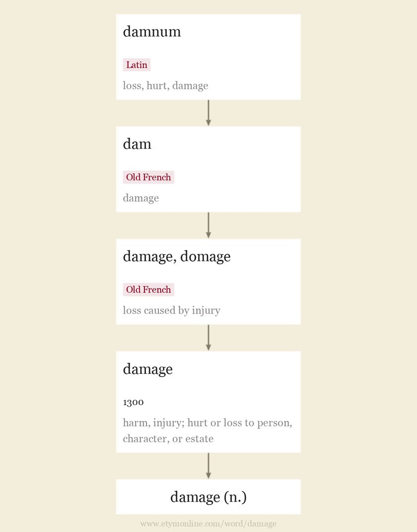 Origin and meaning of damage