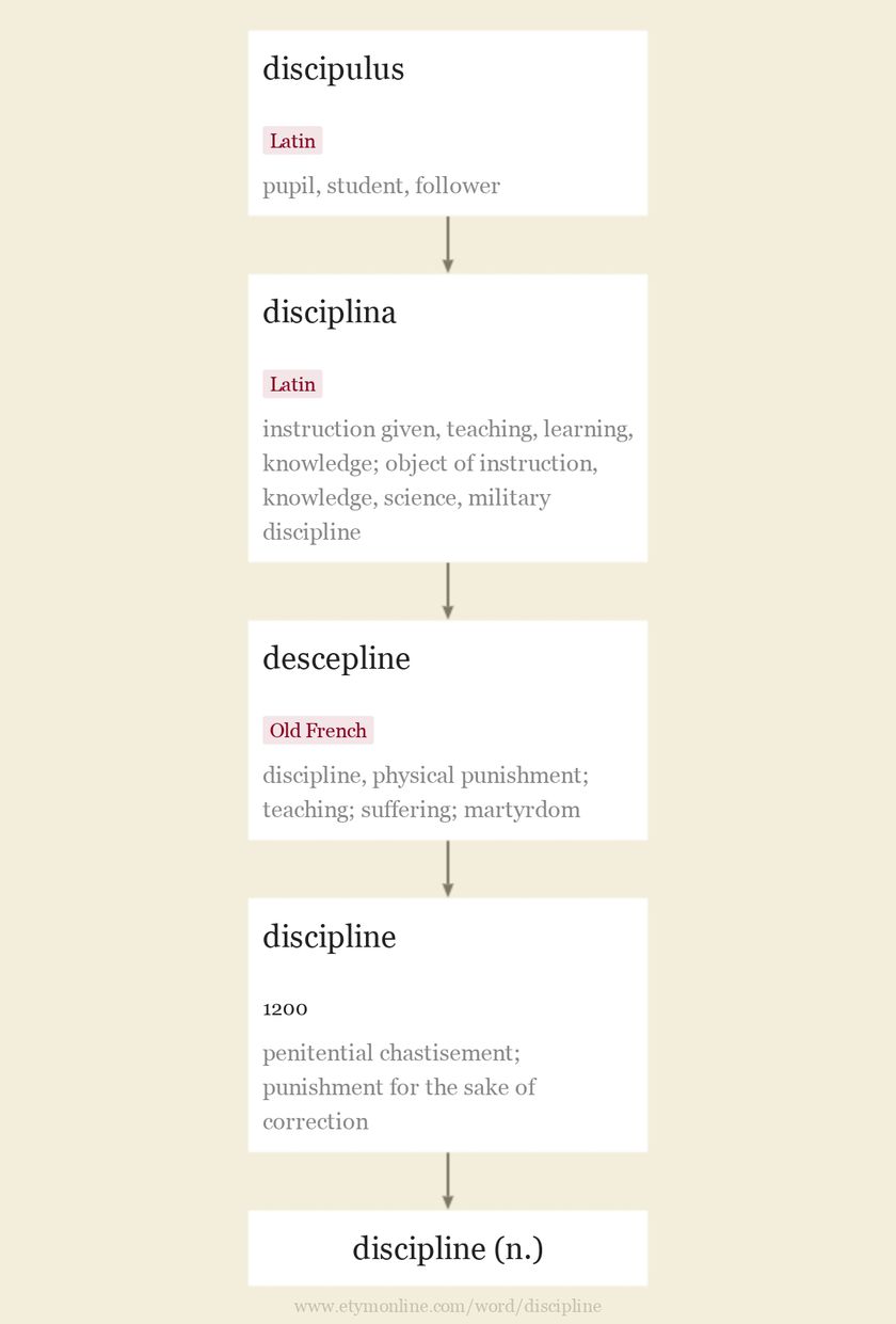 Origin and meaning of discipline