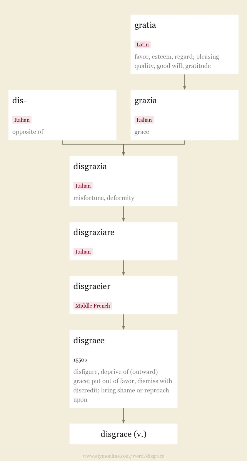 Origin and meaning of disgrace
