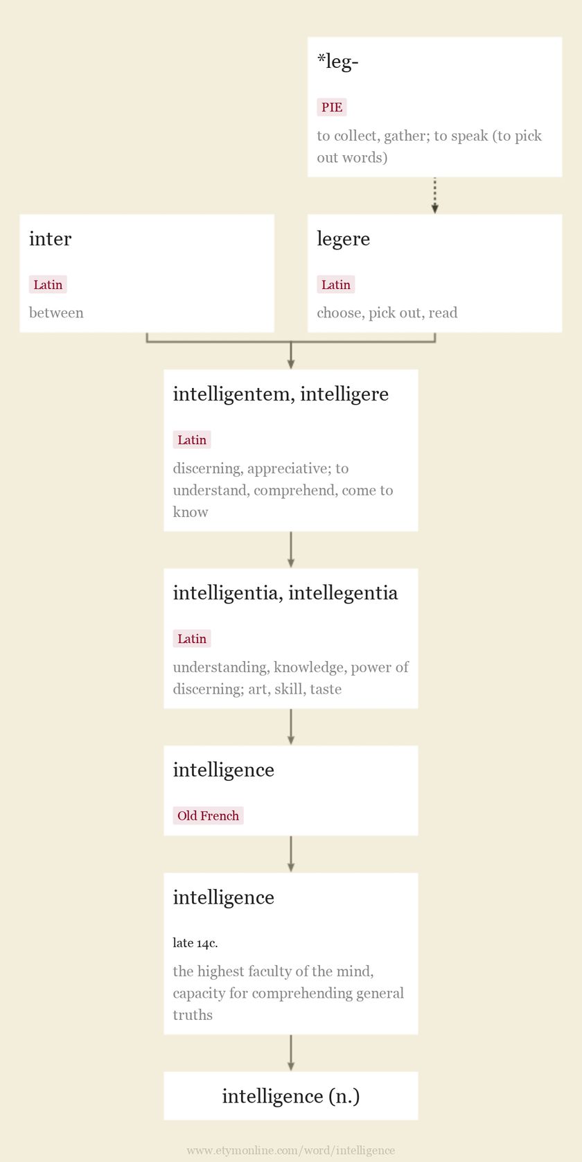 Origin and meaning of intelligence